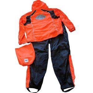 Harley-Davidson Hi-Vis Rain Suit Women's 2XL Reflective Orange Black Carry Pouch